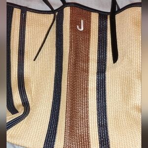 Striped Tan and Brown Tote Bag